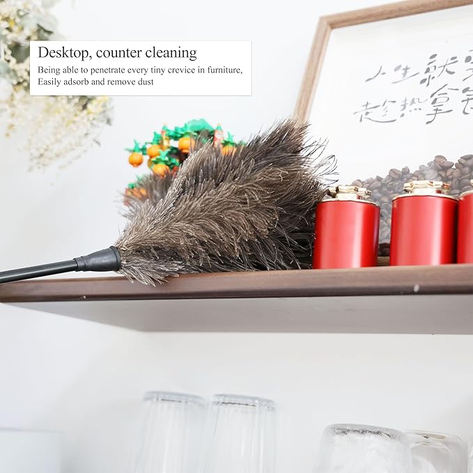 MehelloFeather Ostrich Feather Duster 15Inch Natural Fluffy Handheld Feather Dusters for Cleaning Keyboard Home Car Office (3PCS)