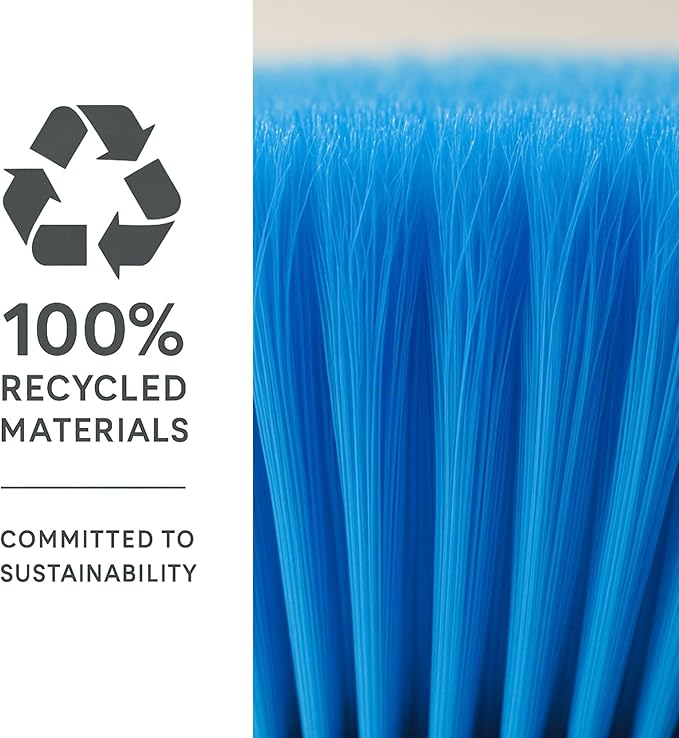 Healing Atlas Aria Blue Broom Head – 13” Sweeping Surface – Heavy-Duty Soft Bristles with Flagged Magnetic Effect – Universal Thread – Recycled PP – Deep Indoor/Outdoor Sweeper(Blue, ARIA)