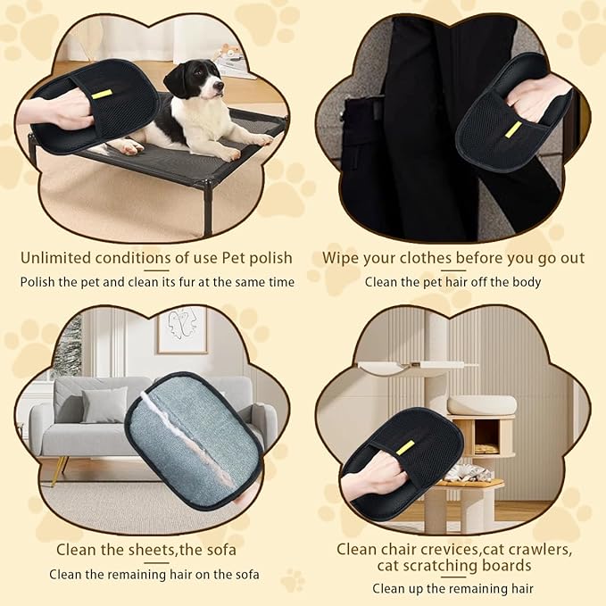 2PCS Pet Hair Removal Glove for Cats & Dogs,Electrostatic Pet Hair Removal Gloves,Reusable Pet Hair Removal Tool,Cat Grooming Gloves for Hair Removal for Couch, Furniture, Carpet, Curtain