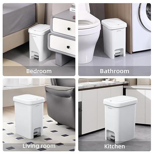MOPALL Slim Bathroom Trash Can with Lid Soft Close, 21.5L/5.7Gal Bathroom Garbage Can with Press Top Lid & Foot Pedal, Step Trash Bin Wastebasket Waste Bin for Home, Kitchen, Garage, Apartment, Office