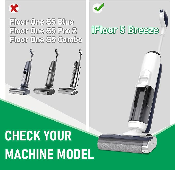 Klypticfit Only iFLOOR 5 Breeze Roller Brush Replacement and Vacuum Filter Kit Compatible with Tineco iFloor 5 Breeze Wet Dry Vacuum Replacement Parts,3 Roller Brushes,3 HEPA Filters,1 Cleaner Brush