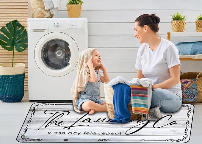Laundry Room Rug Runner 24"X72" Non Slip Farmhouse Mats Organization and Washable Floor Long Rugs for Laundry Room Accessories Mudroom Kitchen Bathroom Area Rugs Decor