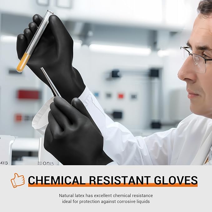 ThxToms Chemical Resistant Gloves,Heavy Duty Long Rubber Gloves,Puncture Resistant, Resist Acid,Oil,Alkali, Waterproof for Industrial Cleaning, Medical, Gardening,18", 1 Pair