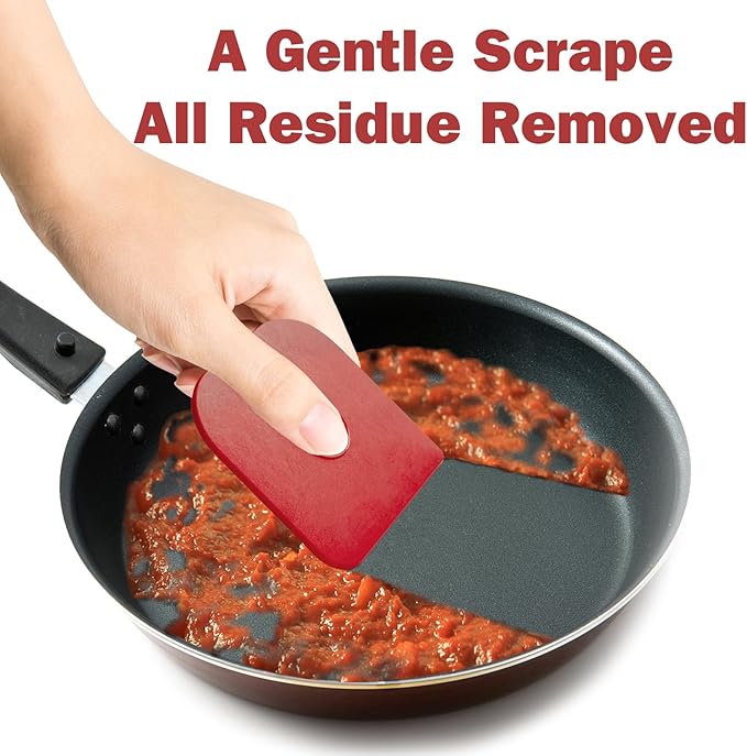 Pan Scraper, 10 Pcs Pot Scraper Plastic, Pot Scraper Non Scratch for Cast Iron, Pot and Pan Cleaning, Sturdy Scraper Kitchen Tool, Red