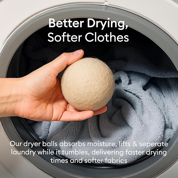 Vove Natural Hemp Dryer Balls Kit with Scent Drops - 4 Pack & Essential Oil Blend - 5X More Absorbent Than Wool - Natural Softener, Reduces Wrinkles and Static, Customizable Fresh Scent, Reusable