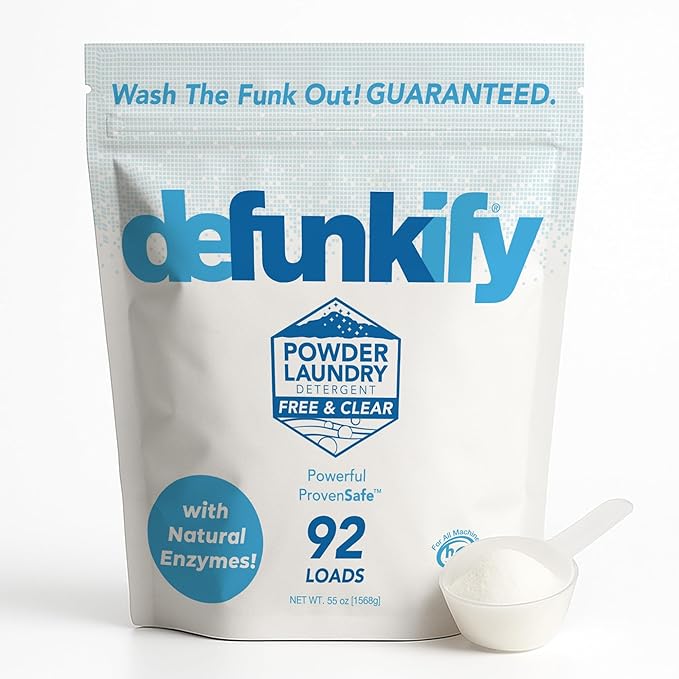 Laundry Detergent Powder, 92 Load/55oz. 'Free & Clear' Powder Laundry Detergent for Sensitive Skin. ProvenSafe™ Laundry Stripper Washing Detergent w/Odor & Stain Remover for Activewear & All Fabrics