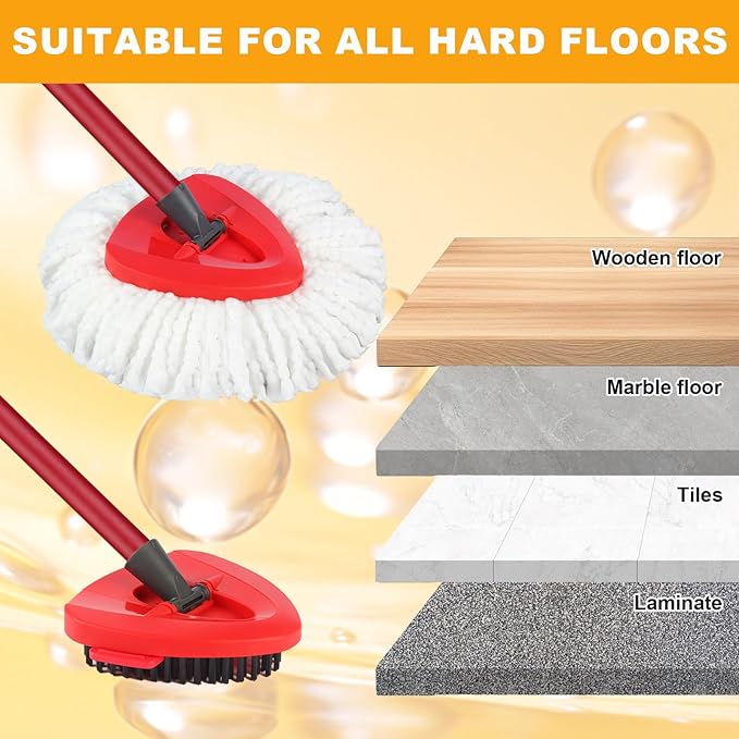 7-Pack Mop Heads Replacements for O Cedar EasyWring 1 Tank System, Includes 4 Microfiber Spin Mops, 2 Scrub Brushes, and 1 Base, Reusable Set Mop Replace Head for Cleaning Home, Bathroom, Kitchen