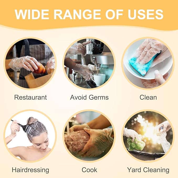 Hoolerry 2000 Pcs Disposable Plastic Gloves for Cooking Food Prep Clear Service Safe Kitchen Gloves for Food Handling Household Cleaning Party Celebration, One Size Fits Most