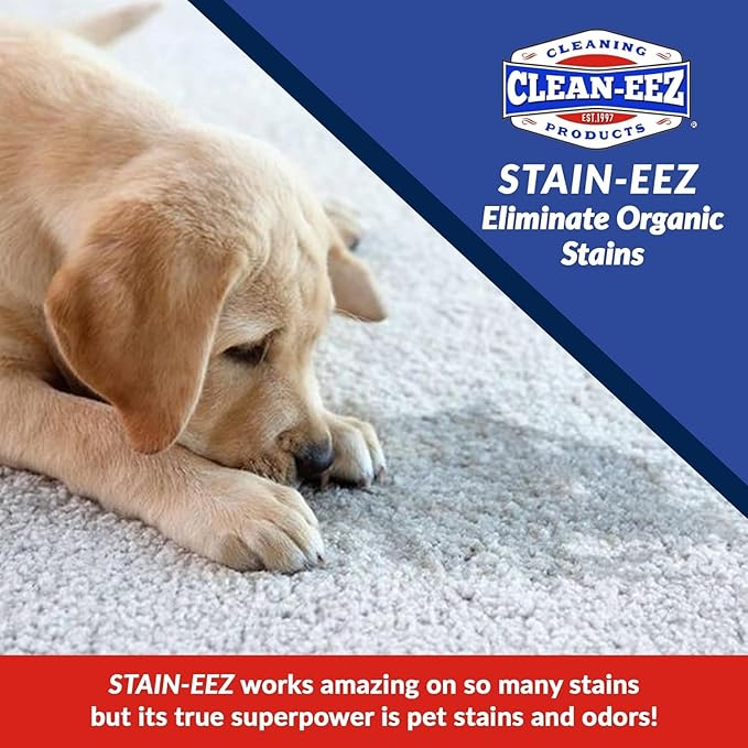 Clean-eez Stain-eez Carpet Cleaner Spray - Probiotic & Enzyme Power for Stain & Odor Elimination (Stain-Eez With 2 Microfiber Cloths)