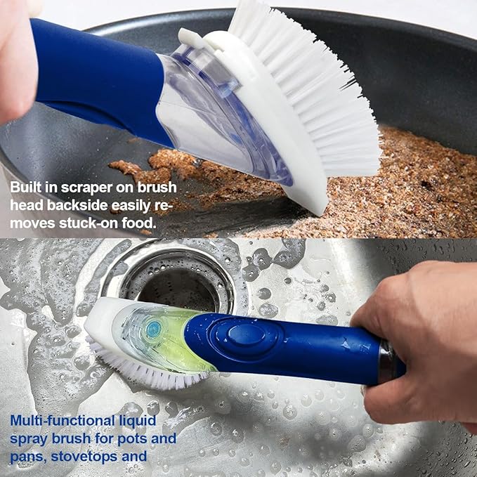 CELOX Dish Brush with Soap Dispenser, Scrub Brush for Kitchen Cleaning