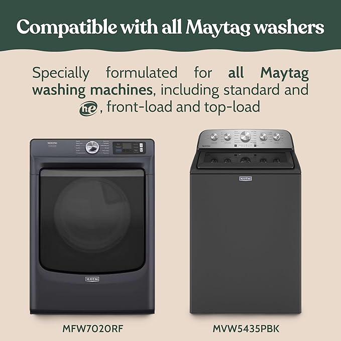 Roobi Washing Machine Cleaner Tablets compatible with Maytag. Deep Clean Formula Eliminates Odor, Residue & Build-Up. Carbon-Neutral & Septic-Safe 24-Pack Cleaning Tablets.