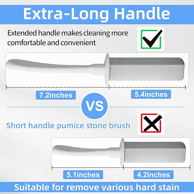LZLOOK Toilet Pumice Stone for Cleaning, Toilet Bowl Pumice Stone, Extra Long Handle Toilet Bowl Cleaners for Removing Hard Stain Lime. Ideal for Toilet Bathroom Sink Grill Pool(2 Pack White)