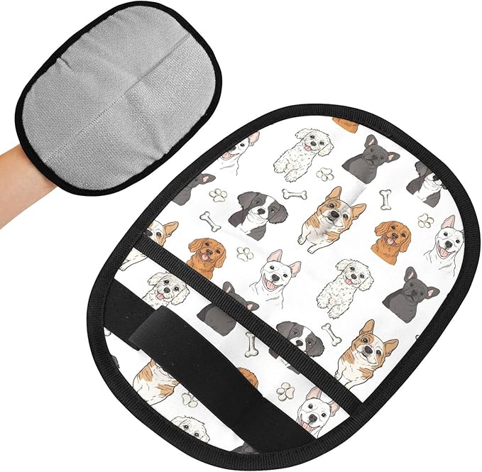 I·D Good Figure Pet Grooming Gloves Reusable Dog & Cat Hair Remover for Furniture, Car Interiors Multi-Surface Deshedding Tool for Carpets, Bedding & Home Cleaning