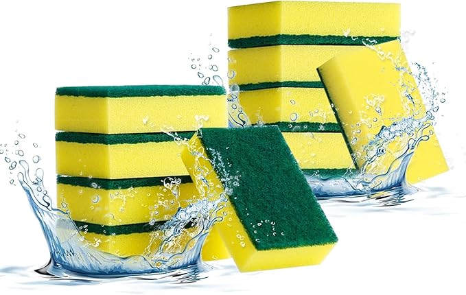 10-Pack Heavy Duty Scrub Sponges, Non-Scratch Kitchen Sponge with Durable Scouring Pad, Dual-Sided Cleaning Sponge for Dishes, Pots, Pans, Sinks – Extra Absorbent & Long-Lasting