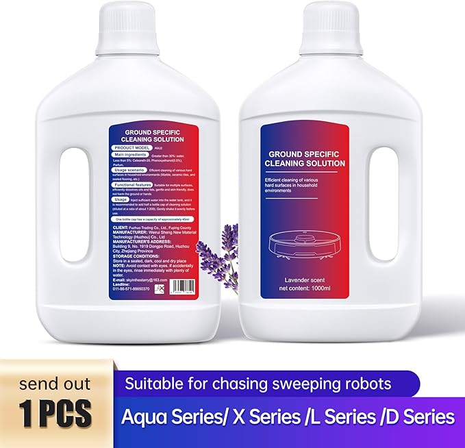 Nukisa Lavender Floor Cleaning Solution 1L Compatible with Dreame Wet & Dry Vacuum and Robot，Residue & Streak Free, Suitable for All Robot Vacuum Cleaners and Wireless Wet Dry Dual-Use Vacuum Cleaners