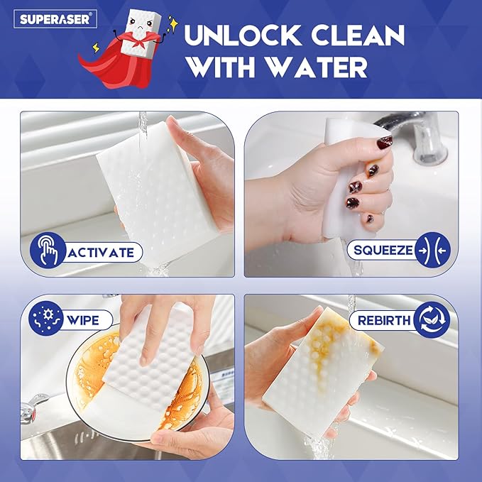 Ultra-100 Durable Magic Sponge Erasers, Whole Home Clean 0 Toxins