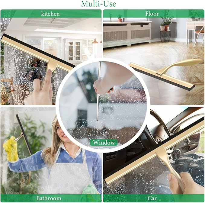 LPOLER Stainless Steel Squeegee for Shower Doors, All-Purpose Shower Squeegee for Bathroom, Window and Car Glass, 14 Inches