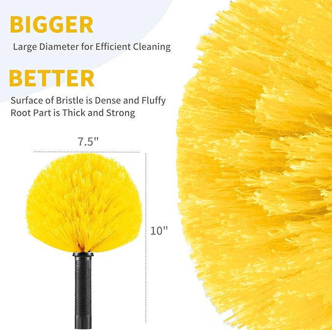 4 Pack Screw on Webster Cobweb Duster Head for Pole,Spider Web Remover Brush, Cobweb Duster Head Attachment,Fits Standard 3/4 inch Threaded Poles (4, Yellow)