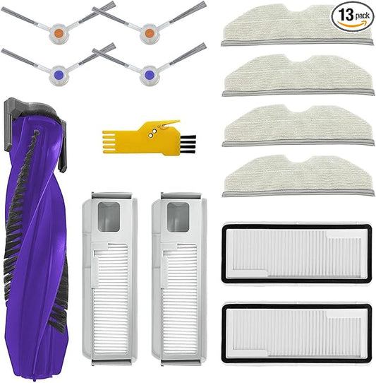 aoteng Replacement Accessories Kit for Narwal Freo X Plus Robot Vacuum Cleaner 13 Packs 1 Main Brush, 2 Filters, 4 Side Brushes, 4 Mop Cloths, 2 Dust Bags