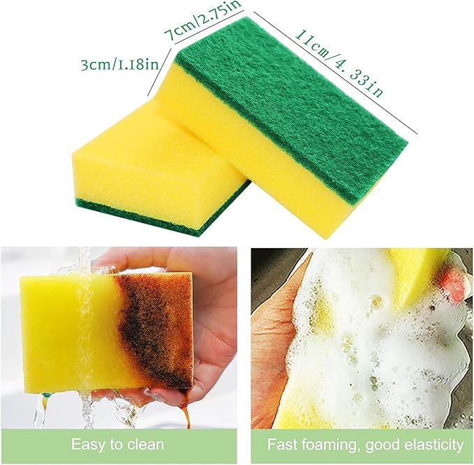 GWZiehory 30 Pack Kitchen Sponges Individually Wrapped, Non-Scratch Scouring Pads Bulk Scrub Sponges for Cleaning Kitchen and Household, Car, Dish Sponge for Apartments Hotel