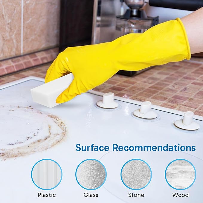 (100 Pack) Extra Large Eraser Sponge - Extra Thick, Long Lasting, Premium Melamine Sponges in Bulk - Multi Surface Power Scrubber Foam Cleaning Pads - Bathtub, Floor, Baseboard, Bathroom, Wall Cleaner