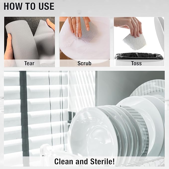 Daily Dish Scrubber Sheet Non-Scratch Household Disposable Cleaning Sponges | Recyclable, Eco-Friendly & Perfect for Kitchen, Home Cleaning and Outdoor Use (1, Navy)