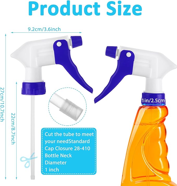 50 Pack Spray Bottle Nozzle Replacement, Heavy Duty Trigger Sprayer Nozzles Spray Bottle Tops Replacement, Spray Nozzles for 8oz 16oz 32oz Bottles for Home Cleaning, Gardening