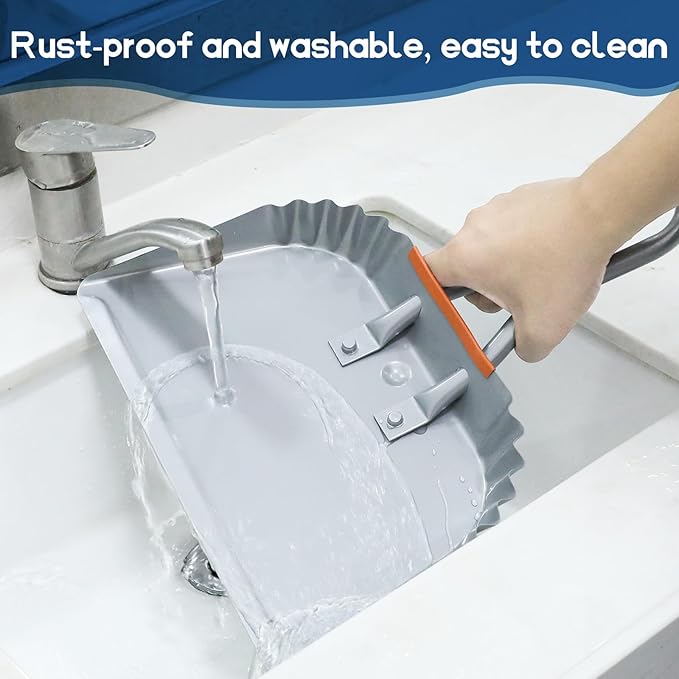 4 Pack 12 inch Heavy Duty Metal Dustpan, Steel Industrial Commercial Dust Pan with Handle, Wide Scooper Dust, Debris Sweeping Tool for Indoor, Outdoor, Fireplace, Silver