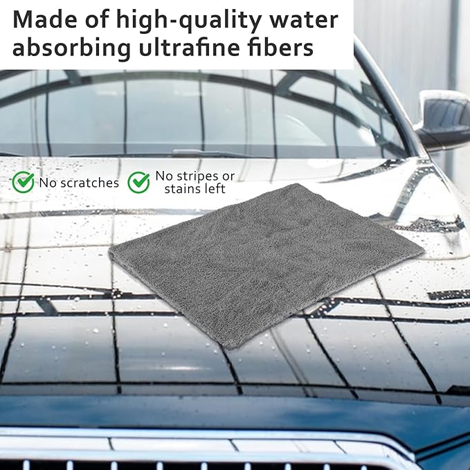 Anmrept 5 PCS Extra Large Microfiber Cleaning Cloth 30"x20", Washable Reusable Floor Cloth for Squeegee Mop House Floor Kitchen Car Window Highly Absorbent, Lint and Streak Free (Grey)