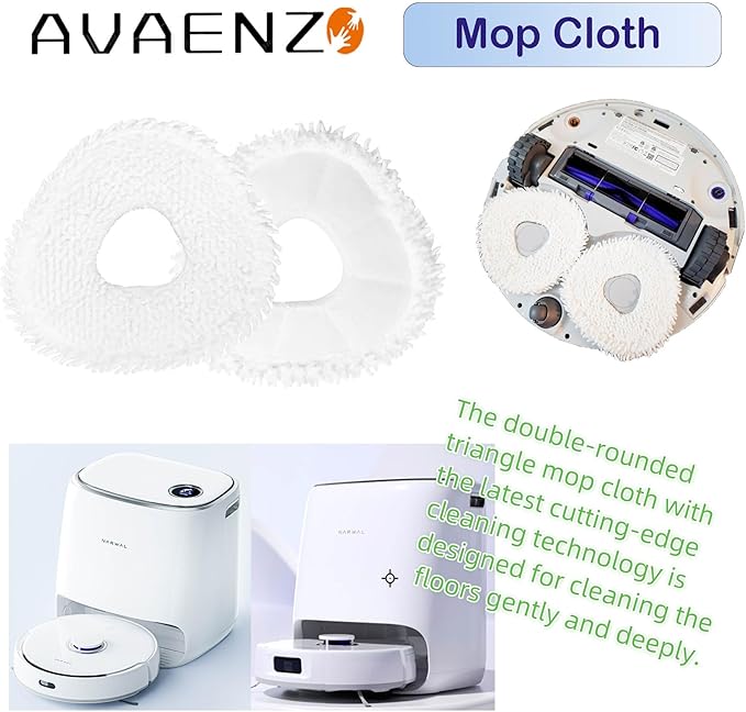 Avaenzo 12 Pack Replacement Mop Pads Compatible with Narwal Freo X/Z Ultra Z10 Freo Pro J3 J4 YJCC012 YJCC015 Microfiber Resuable Mop Cloth Robot Vacuum Cleaner Accessories, White