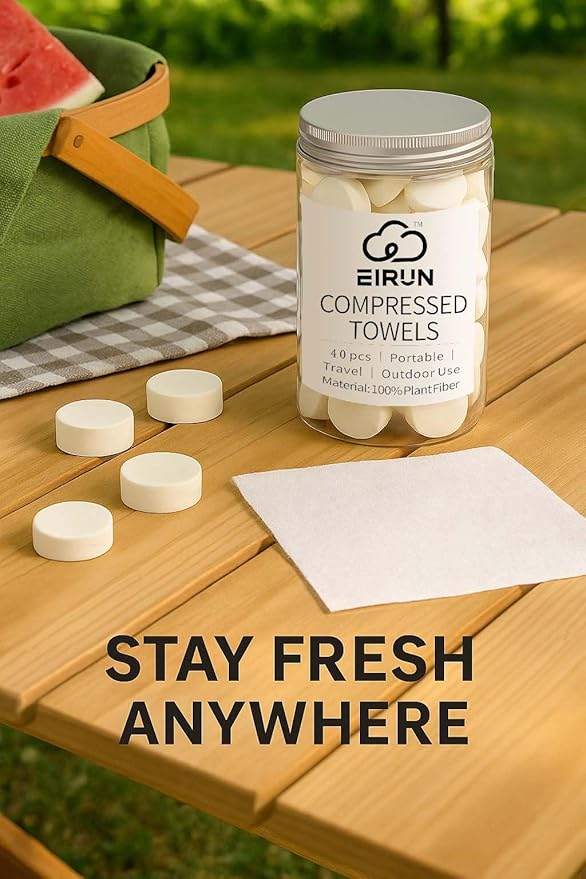 Compressed Towels – Travel-Size Compact Towels for Camping, Hiking, Gym & Outdoor Use – Lightweight, Expandable & Reusable (40)