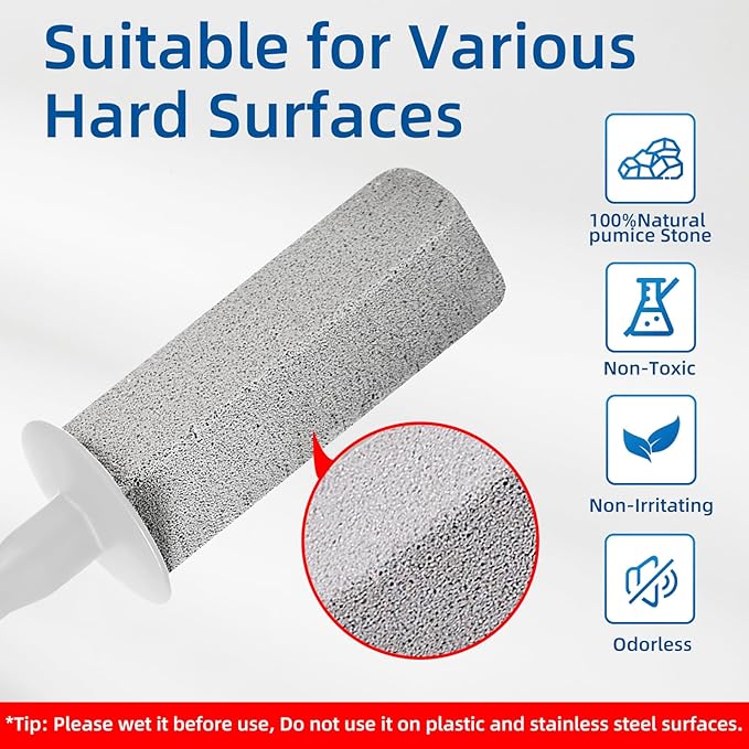 LZLOOK Toilet Pumice Stone for Cleaning, Toilet Bowl Pumice Stone, Extra Long Handle Toilet Bowl Cleaners for Removing Hard Stain Lime. Ideal for Toilet Bathroom Sink Grill Pool(2 Pack White)