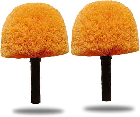 2 Pack Orange Twist-On Cobweb Duster Head Brush, Fits Standard 3/4 inch Threaded Poles, Attachment Brush, Spider Web Duster for Outdoor & Indoor Cleaning