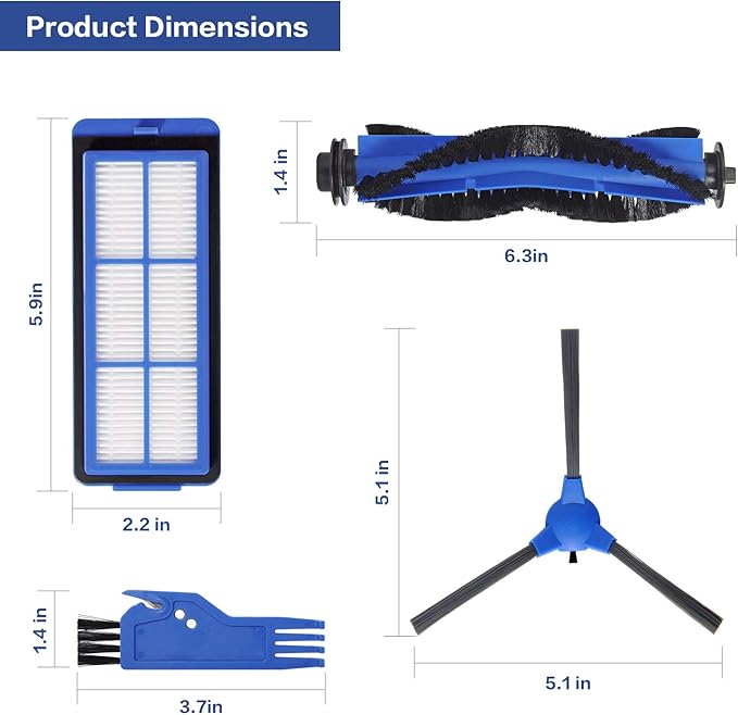 LesinaVac Replacement Part for Eufy RoboVac 11S Max RoboVac 15C Max RoboVac 30C Max RoboVac G30 Edge G10 Hybrid Robot Vacuum Cleaner Accessories Kit, Including 1 Main brush, 8 Side brushes, 4 Filters