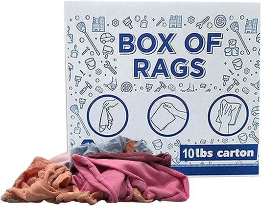 Premium Color Knit Cleaning Rags (10 lbs. Box) – Shop Rags Bulk for Workshops, Mechanics, Painters, and Home Use, Multipurpose Cotton T-Shirt Rags