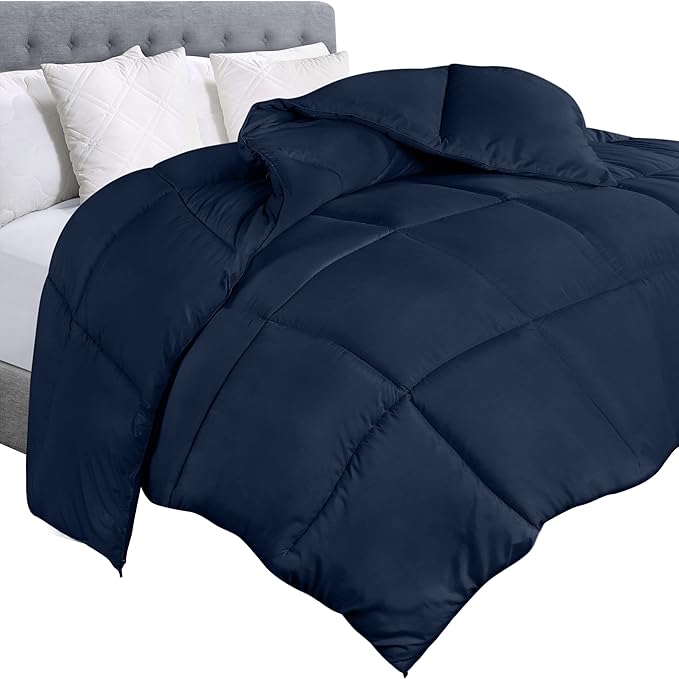 Utopia Bedding Comforter Duvet Insert, Quilted Comforter with Corner Tabs, Box Stitched Down Alternative Comforters King Size (Navy)