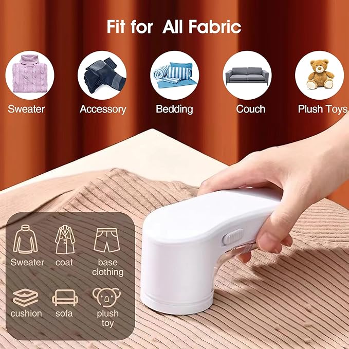 OKAKA Electric Fabric Shaver, Lint Remover for Clothes, Rechargeable Sweater Shaver to Remove Fuzz and Pill for Sweater, Delicates, Bedding and Couch (White)