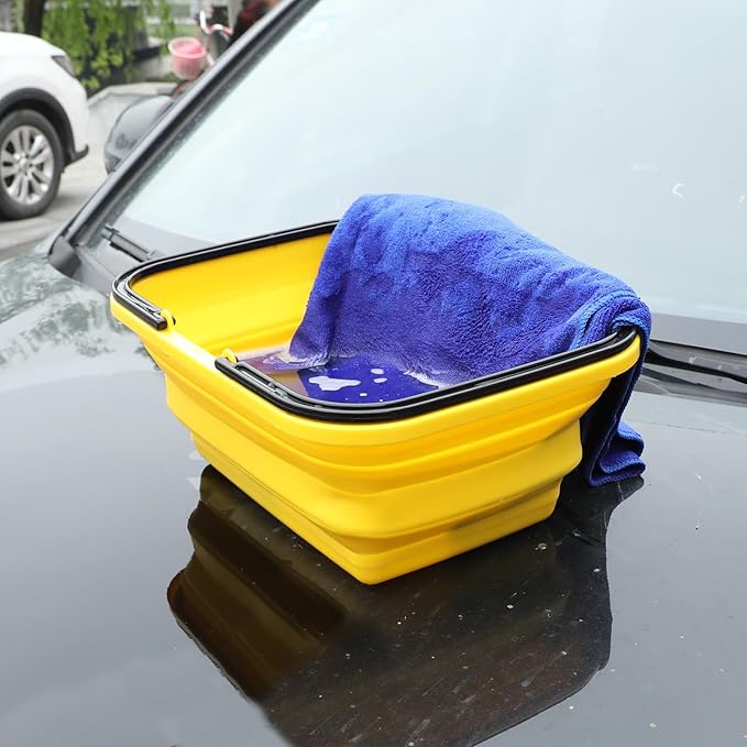 Collapsible Compact Bucket with Handle 10L(2.6 Gallon) Portable Water Bucket,Outdoor Multiuse Foldable Water Pail for Car Window Cleaning, Camping, Washing Dishes, Picnic, Fishing