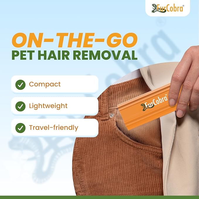 FURCOBRA Pro Pet Hair Remover 4.3” – Dog & Cat Hair Remover for Car, Couch, Carpet, Bed & Furniture – Reusable Dual-Blade Pet Hair Scraper for Auto Detailing, Home & Upholstery