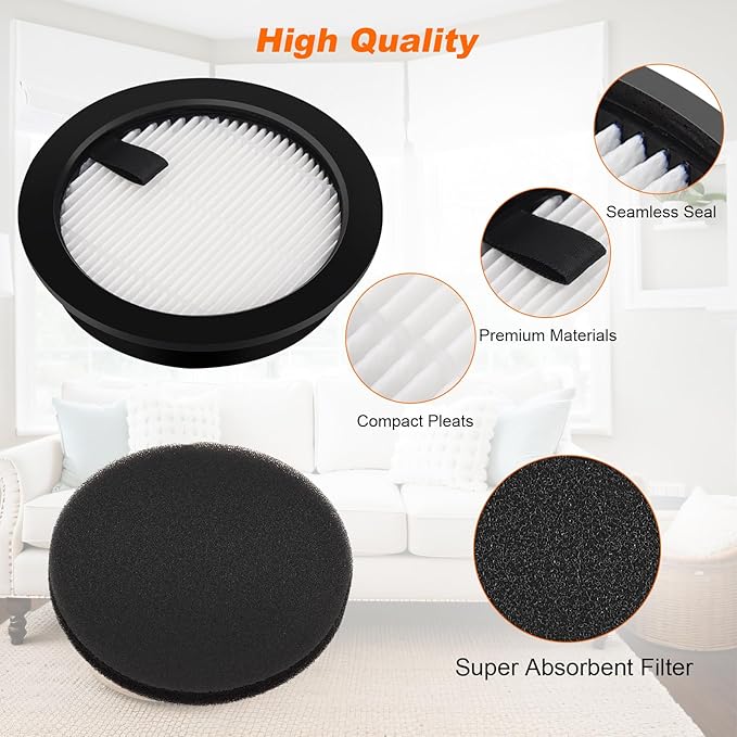 VAC01 Filter Replacement Compatible with SMOTURE VAC01/VAC02/VC70 Cordless Vacuum Cleaner & ozeeco EC01 Vacuum Cleaner,Washable Hepa Filter Accessories Set (5 Pack)