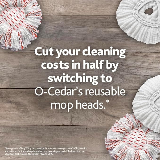 O-Cedar EasyWring Deep Clean Refill (4-Pack) | 40% More Cleaning Power | Microfiber Mop Refill Compatible with O-Cedar EasyWring Spin Mop & Bucket System
