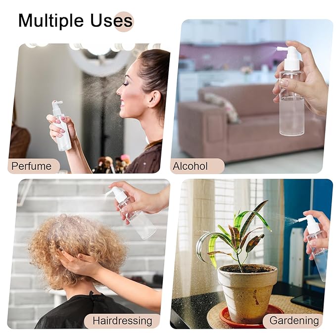 Yebeauty 6 Pack 100ml/3.3oz Refillable Travel Size Spray Bottle Plastic Lightweight Mini Spray Bottles Empty with Tight Cap Reusable Sprayer Atomizers for Gardening Perfumes Skincare Cosmetics, Clear