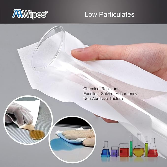 AAwipes Cleanroom Wipes Nonwoven Wipes Cellulose/Polyester Blend (Grade A, 68 Gram) 9" x 9"for Lab, Electronics, Pharmaceutical, Printing and Semiconductor Industries (Bag of 150 Pcs)