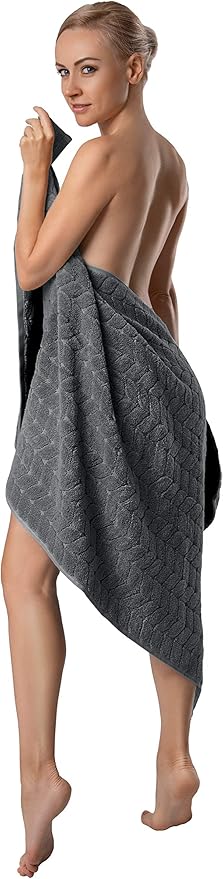 BAGNO MILANO Turkish Bath Towels, Soft Plush Jacquard Luxury Bath Towels, Quick Dry Towel Set (Charcoal, 6 pcs Towel Set)