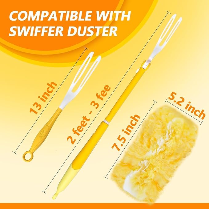 Yicotira Duster Refill Compatible with Swiffer Duster, Heavy Duty Duster Refills Kit for Cleaning Dusting, Multi Surface 360 Feather Duster, 20 Count Disposable Refills with 1 Handle