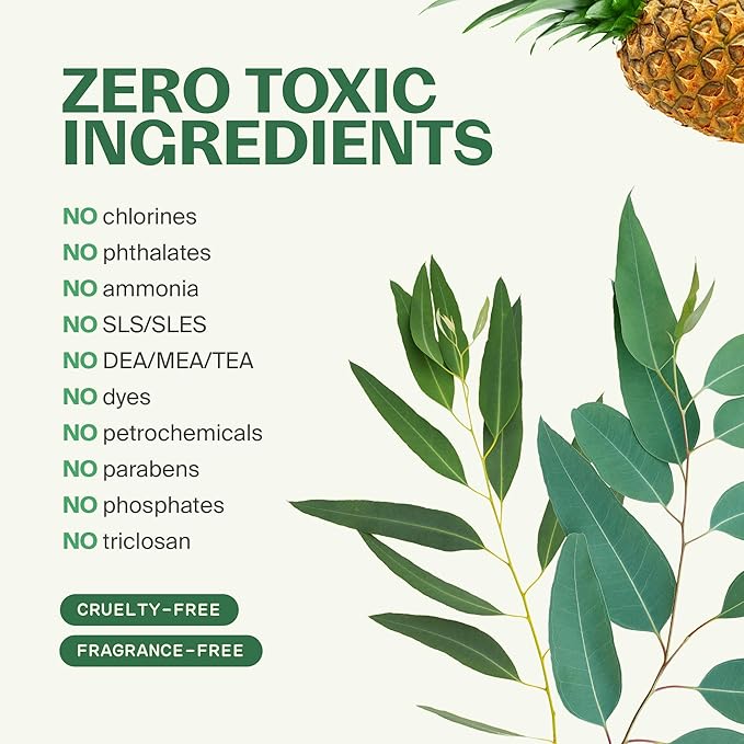 Fuwa3e Pineapple Enzyme Natural Toilet Bowl Cleaner Halcyon Eucalyptus - 16.9oz 1 Pack - 99% Plant Based Non Bleach Bathroom Cleaner - Freshens and Deodorizes with Fermented Pineapple Peels