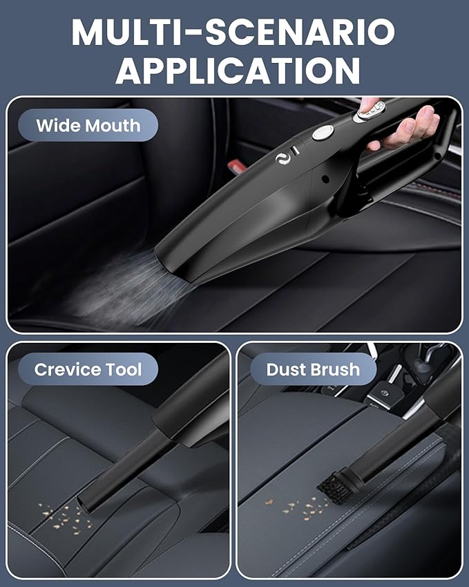 SERVOMASTER Handheld Vacuum Cordless Mini Car Vacuum Cleaner Portable and Rechargeable with Powerful Suction for Car Home Office and Pet Hair with HEPA Filter and Lightweight