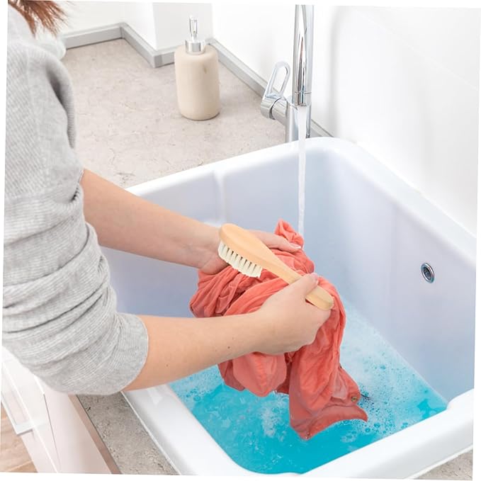 Boar Bristle Laundry Scrub Brush for Delicate Fabrics Soft Cleaning Brush for Stains for Cotton and Linen Clothing