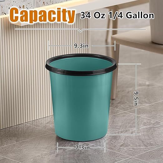 Plastic Small Trash Can Wastebasket - Garbage Can Basket for Bathrooms - Laundry Room, Kitchens, Offices, Kids Rooms, Dorms - Green