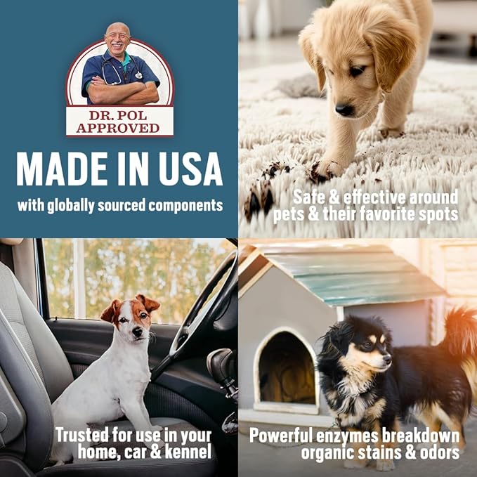 Dr. Pol Incredi-Pol Stain & Odor Remover | Eliminates Dirt, Urine & Feces | Safe and Effective Around Pets & Their Favorite Spots | Trigger Spray for Easy Use | 16 oz | Fresh Citrus